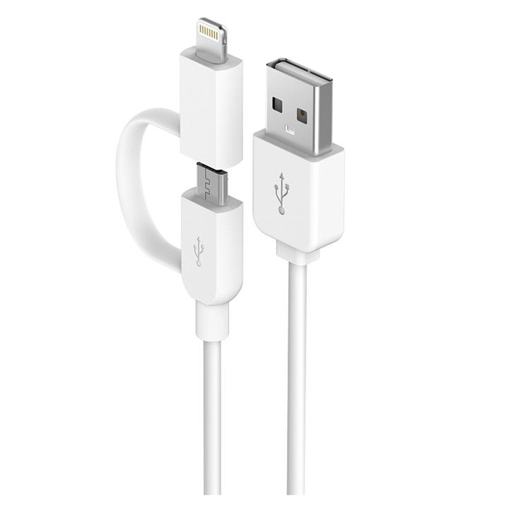 کابل تبدیل USB به لایتنینگ و MicroUSB دویا مدل Smart 2 in 1 به طول 1 متر Devia Smart 2 in 1 USB To Lightning And MicroUSB Cable 1m